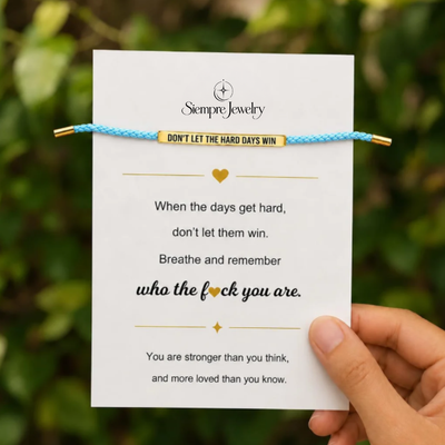 Pulsera «Don't Let The Hard Days Win» azul y dorado con tarjeta de regalo Siempre Jewelry